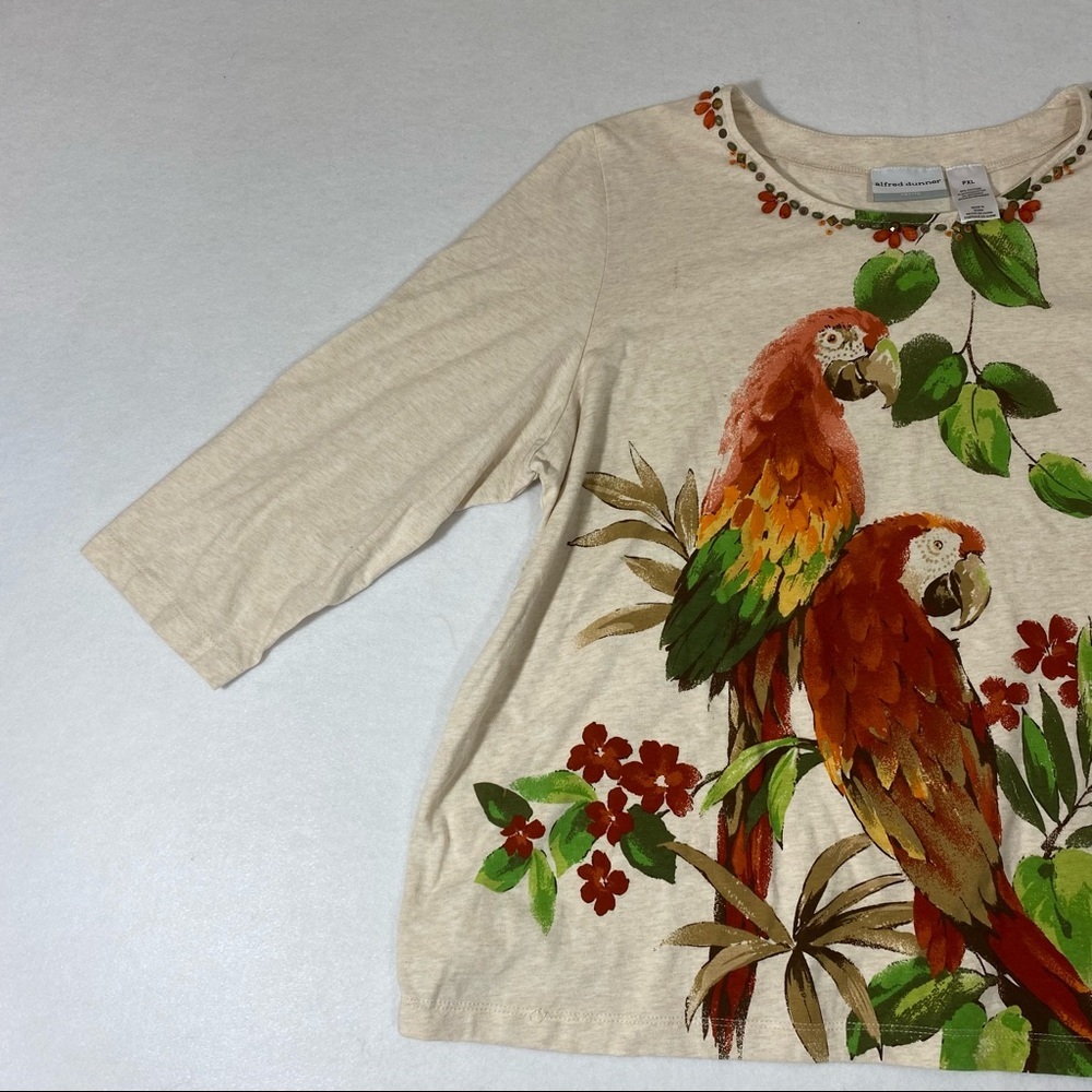 Alfred Dunner Floral Top  Long Sleeve Tee Floral Blouse Tropical Embelli…